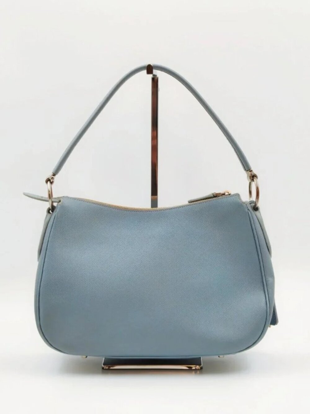 Prada Saffiano Lux Light Blue Leather Shoulder Bag Hobo Purse - Picture 3 of 13